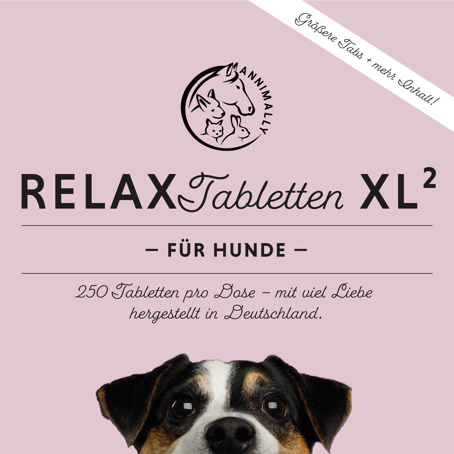 Annimally Hunde Relax Tabletten - Wohlfühl Tabletten für Hunde mit Baldrian, Johanneskraut, L-Tryptophan, 250 XL²-Tabletten bei Angst, Stress & für Reise - hohe Akzeptanz