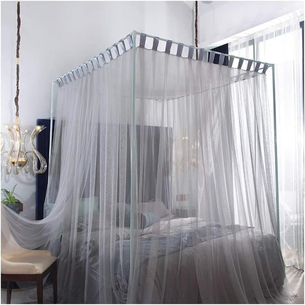 Generic Mosquito Nets,Rectangular Screen Net Curtain 360° Effective Against Mosquito Bites Home Use Three Door Travel Tent,Gray,180x200cm