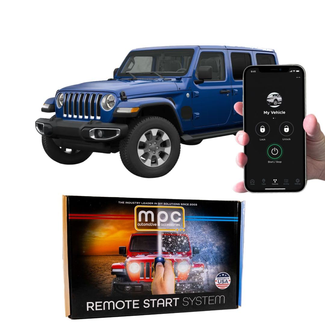 MPC Remote Start Kit Compatible with Jeep Wrangler 2007-2018 || Phone App Control || Plug and Play || Lock 3X to Start || USA Tech Support