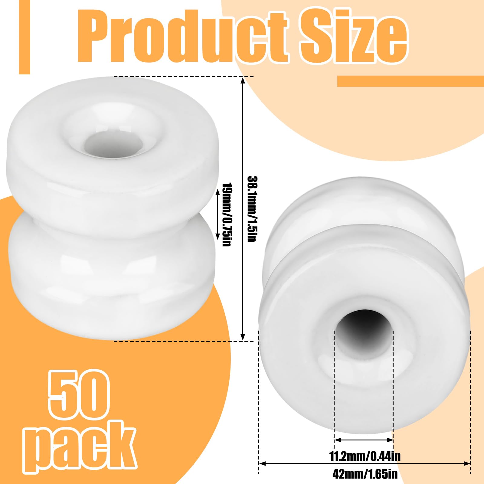 SiliFine 50 unidades WP36 aisladores de valla de cerámica para postes de esquina, aisladores eléctricos de porcelana blanca circular para valla de alambre y poste de madera