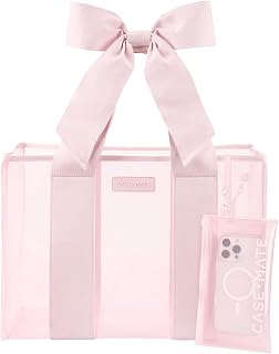 Case-Mate Jelly Tote Bag with Chic Bow, Waterproof Design, Touchscreen Phone Pouch - Beach & Travel Essential
