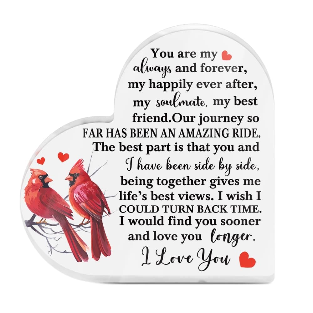 Tied By Love You Are My Always & Forever Soulmate Acrylic Plaque Heart-Shaped Block Gift Free-Standing Sign Keepsake Gifts For Girlfriend Boyfriend Partner Couples For Birthday Valentine's Day