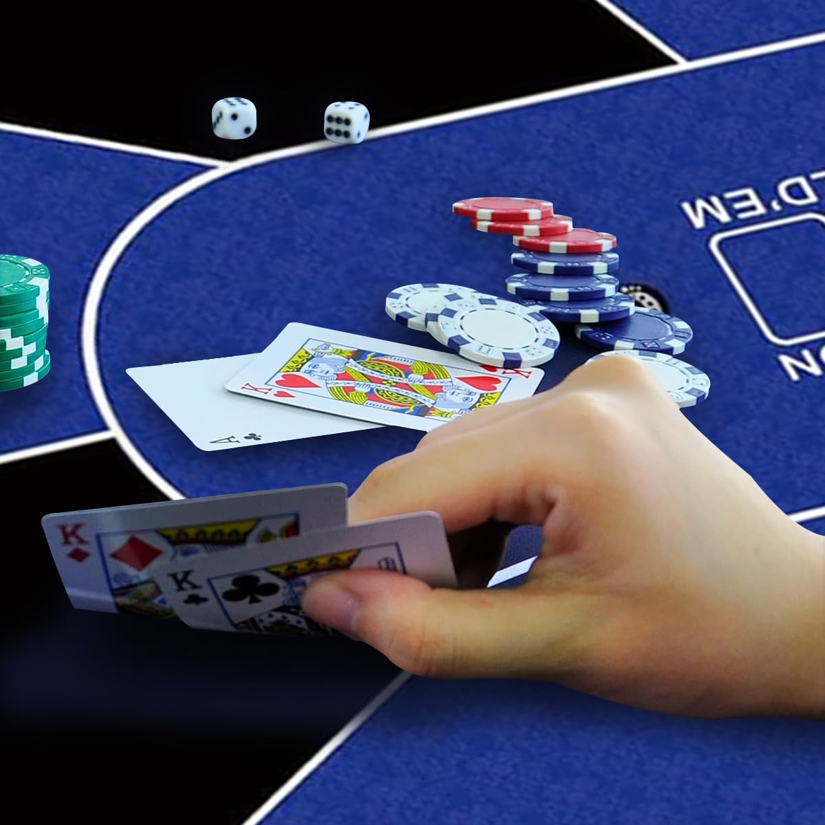 Tappetino da poker professionale, 180 x 90 cm, 8 giocatori, in gomma, portatile, Texas Hold'em, con borsa per il trasporto, per giocare a carte, giochi di poker, blackjack, casinò