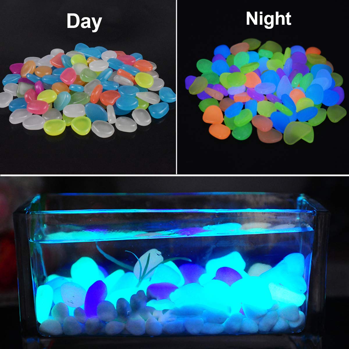 100 Pierres Lumineuses Fluorescentes Vertes - Galets Décoratifs Qui Brillent Dans Le Noir Pour Aquarium, Jardin Et Pots De Fleurs