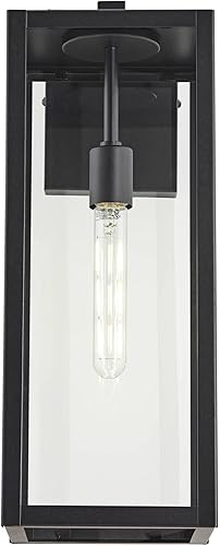 Miniatura 6 de John Timberland Titan - Juego de 2 lámparas de pared modernas para exteriores, marco rectangular negro místico, paneles de cristal transparente de