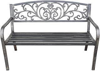 Banco de jardim ao ar livre, banco de parque de jardim Banco ao ar livre, pátio de casa assento duplo terraço banco de lazer cadeira de varanda com encosto e braços, cadeira ao ar livre à prova de in