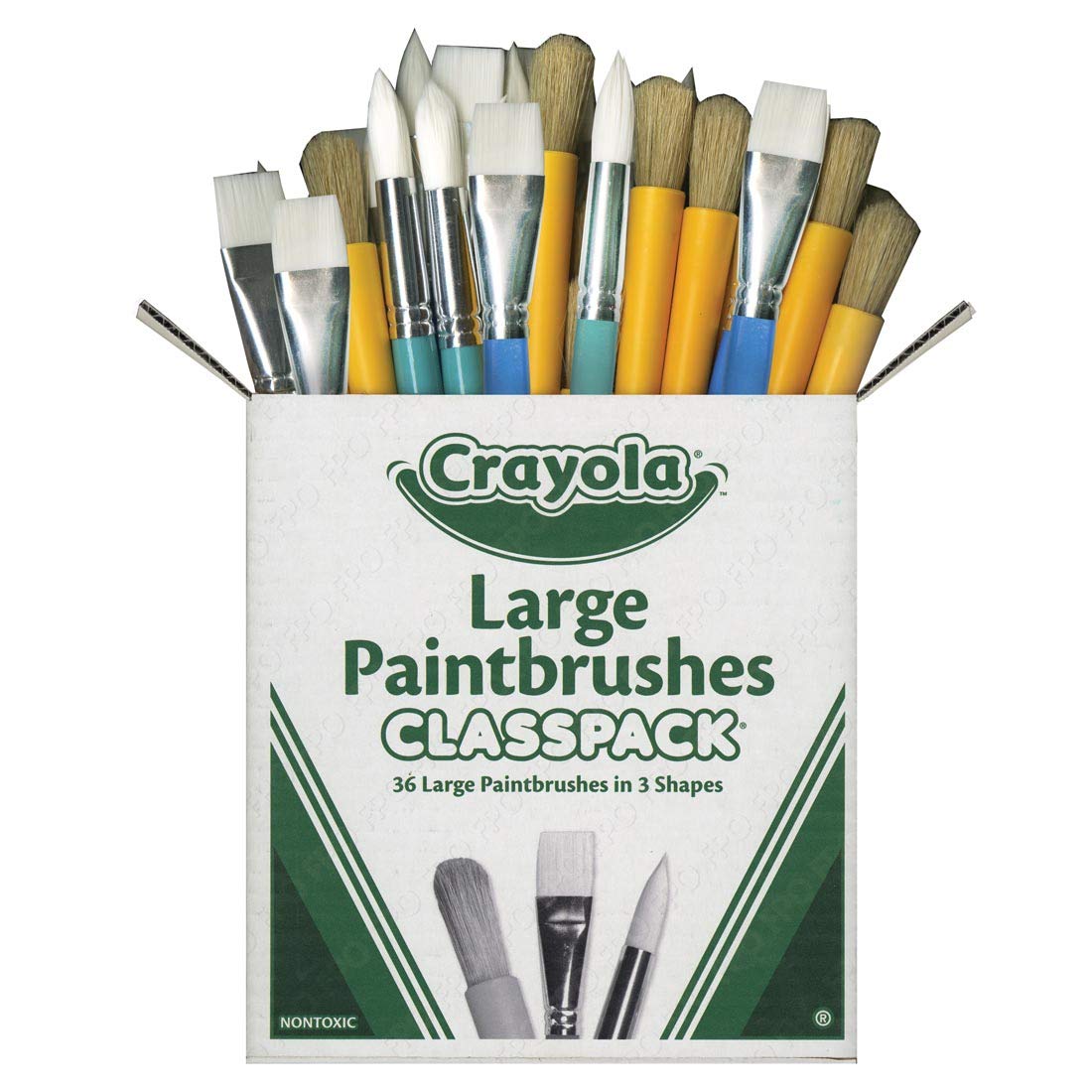 Crayola Paintbrush Variety Classpack (36ct), School Art Supplies for Kids, Flat &amp; Round Paint Brushes for Toddlers &amp; Classrooms, Easy Grip Handle