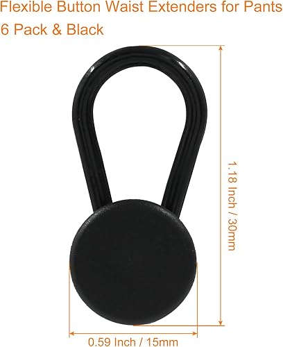 Miniatura 2 de 6 extensores de botón de mezclilla para mujeres y hombres, extensores de cintura elástica negra, extensor de botón de pantalón, extensores de