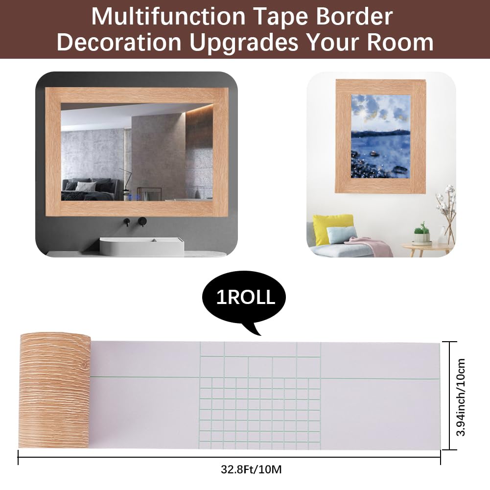 CRASPIRE 3.94in x 10.94yd Oak Wood Grain Tape Door Repair Patch Peru PVC Self Adhesion Waterproof Realistic Textured Furniture Craft Tape Accessories for DIY Wall Floor Table Desk Windows Decoration - Image 2