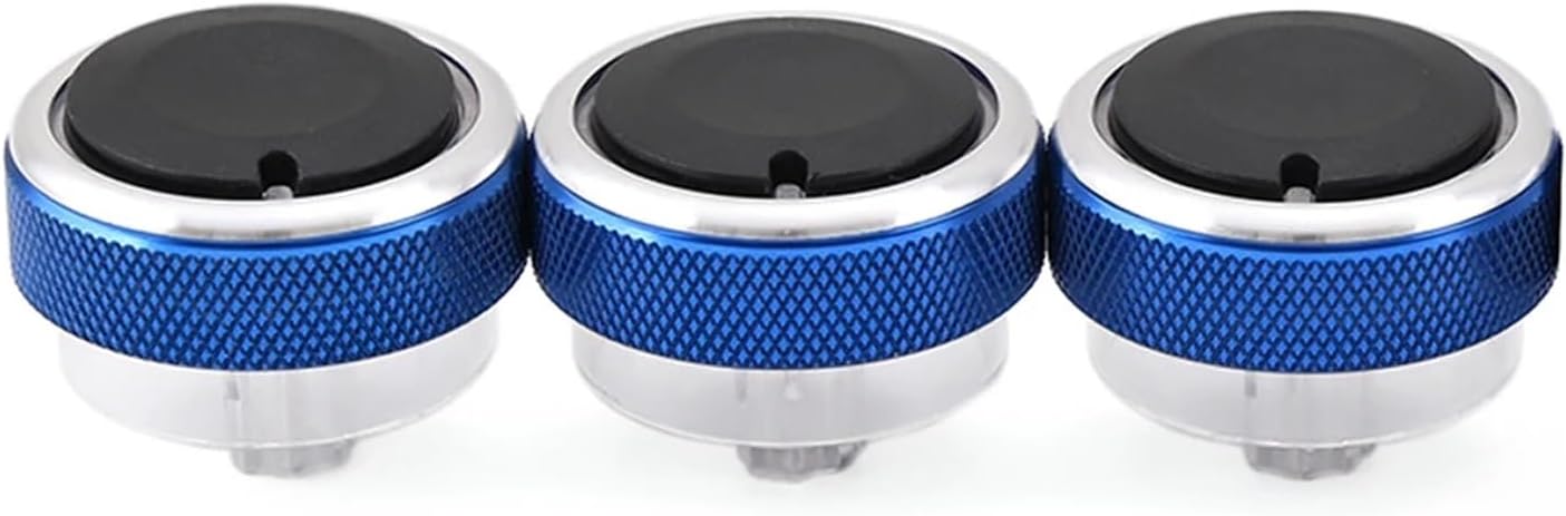 Air Conditioning Paddles 3pcs Per Set Aluminum Alloy Car Styling Air Conditioning Knob Knob Heat Control Switch Button Knob Fit for Ford Focus MK2 MK3 Lightweight(Blue)