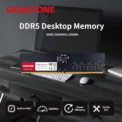 Miniatura 2 de DDR5 RAM GIGASTONE Kit de 32 GB (2 x 16 GB) DDR5 5600 MHz PC5-44800 CL 46-46-90 1.1 V UDIMM 288 pines sin búfer no ECC PC Módulo de memoria de