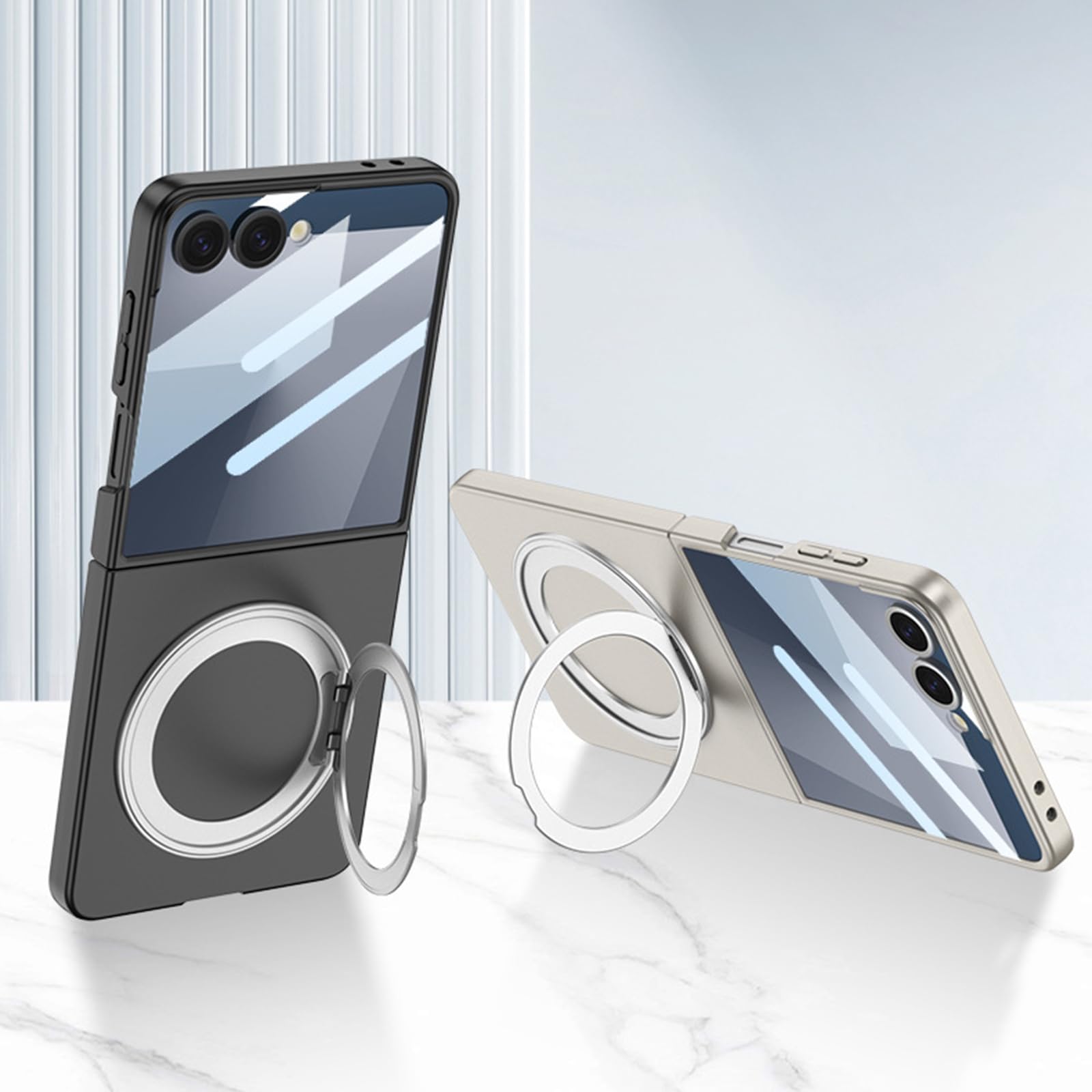 Magnetisch Hülle für Samsung Galaxy Z Flip 8, Drehbar Metall Ring Ständer