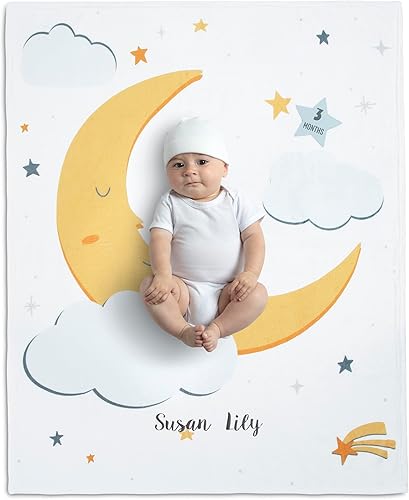 Delta Children Manta de bebé personalizada Milestone - Manta mensual para fotos - Manta de fotos para recién nacidos, luna