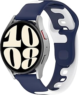 Pulseiras esportivas de silicone compatíveis com Galaxy Watch 6 Band Classic 47/43/44/40 mm, pulseira ajustável rápida de 20 mm com liberação de pulseira de duas cores, substituição para Watch 5/Watch 4 Classic 46/42 mm/Watch 3 de 41 mm