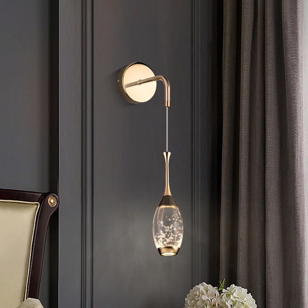 KXEcoLife Wall sconce lights Bathroom Crystal Glass Farmhouse Vintage Lighting Fixture Mid Century Hanging Lamp for Bedroom Living Room Hallway