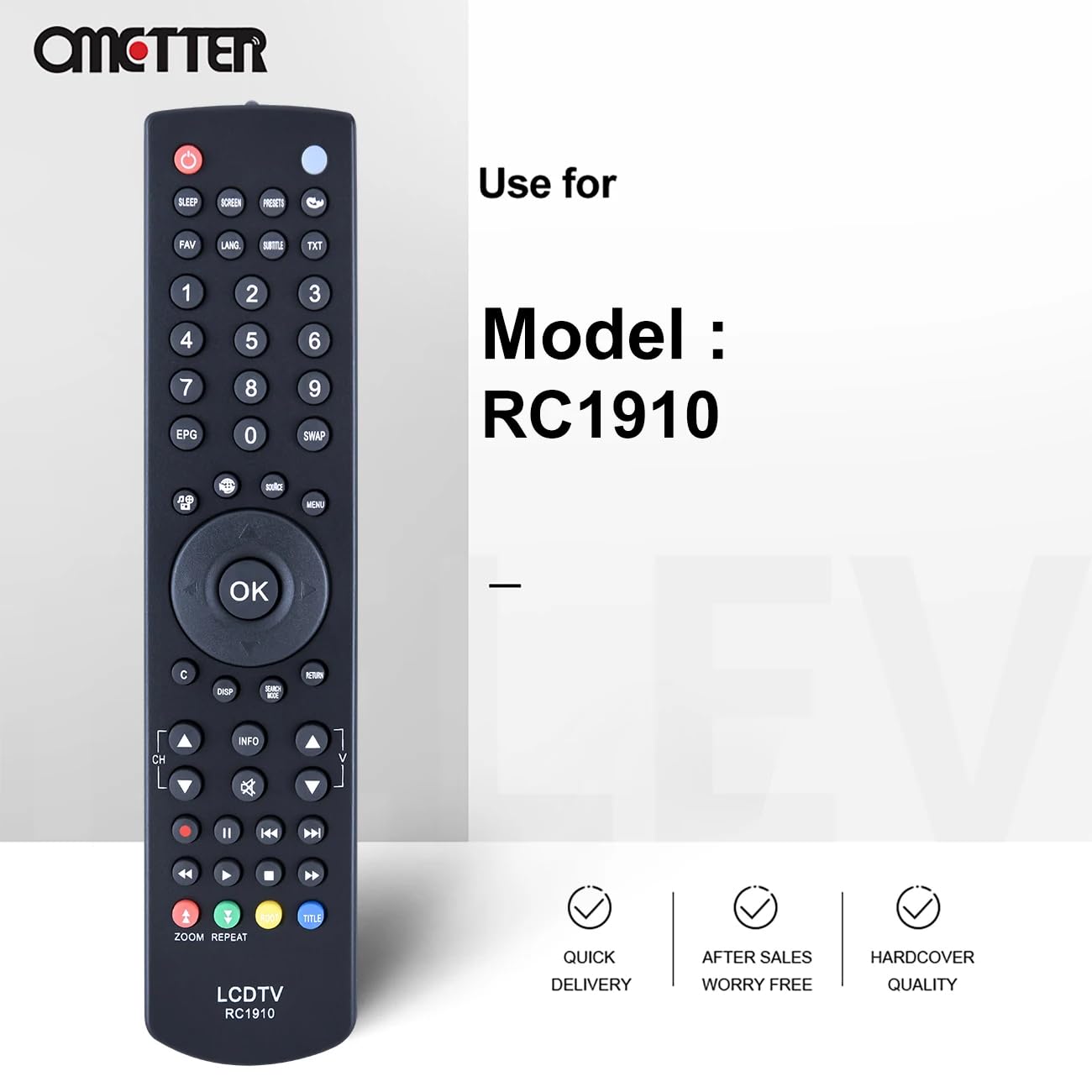 GOUYESHO New RC1910 Remote Control for Sharp Toshiba Polaroid TV Replacment Fits for Models 30070046 22DL504B 22L1333B 22L1337DB 24D1333B 24W1337DB 32DV504B P19LEDDVD12 P24LED12 LED22916TV P22LEDDVD12 - Image 3