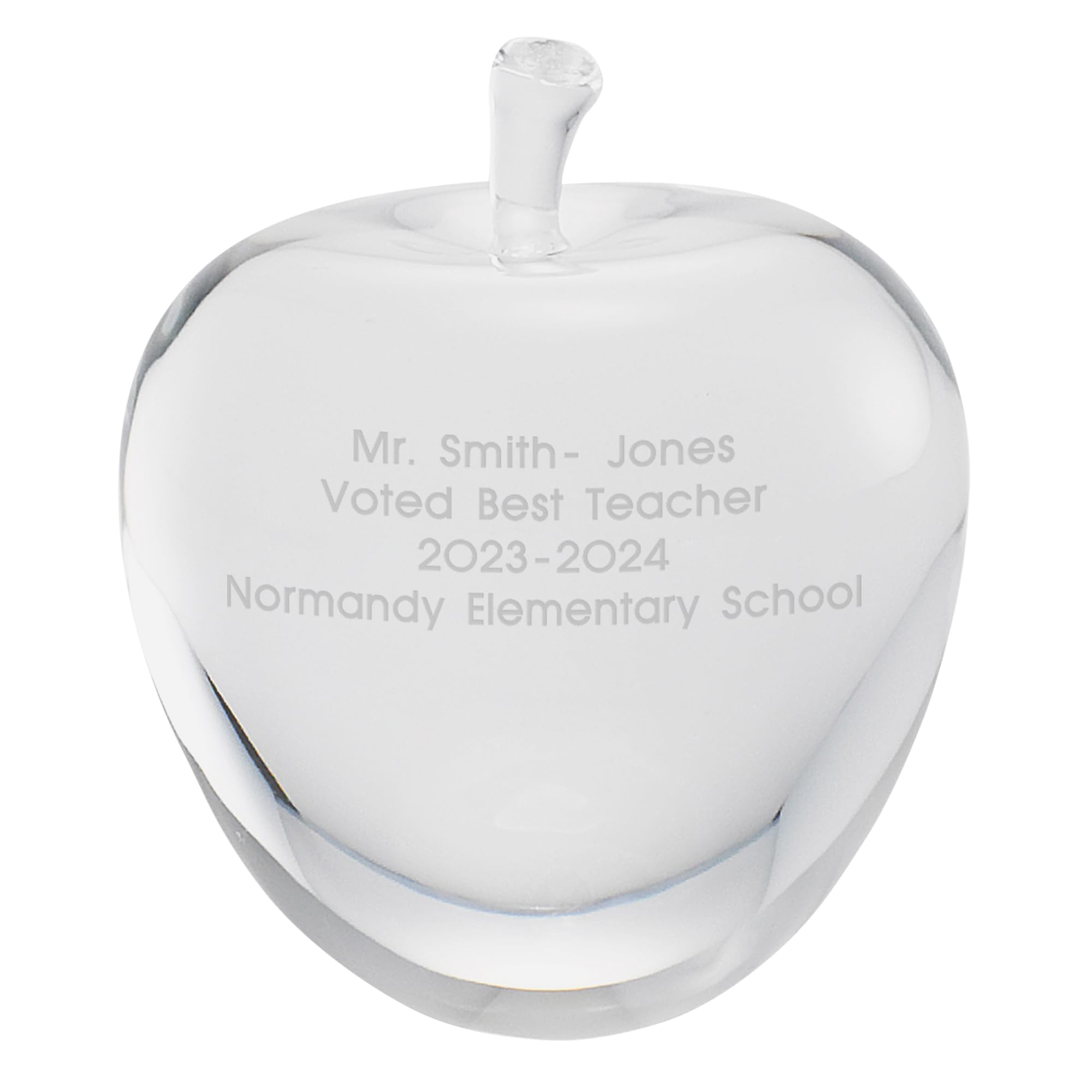 THINGS REMEMBERED Clear Apple Shaped Crystal Keepsake Paperweight (Free Customization)