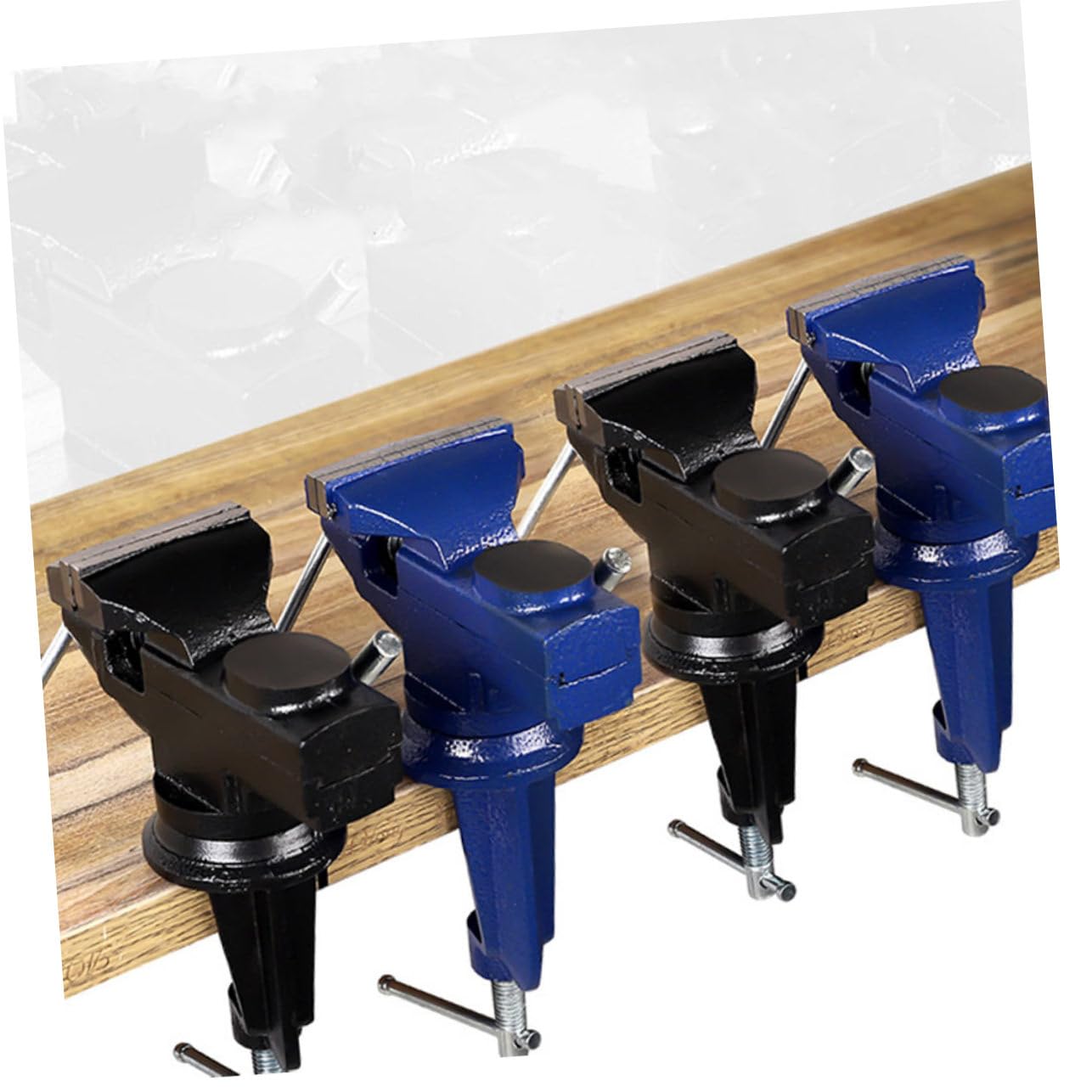Étau de Table à Pince Pivotant 360° Bleu en Acier, 1 Pièce
