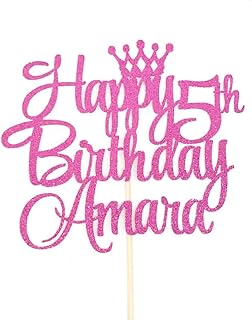 Atelier Elegance ANY NAME 5th Birthday Cake Topper, Five Topper, 5th Birthday Party, Custom, Crown
