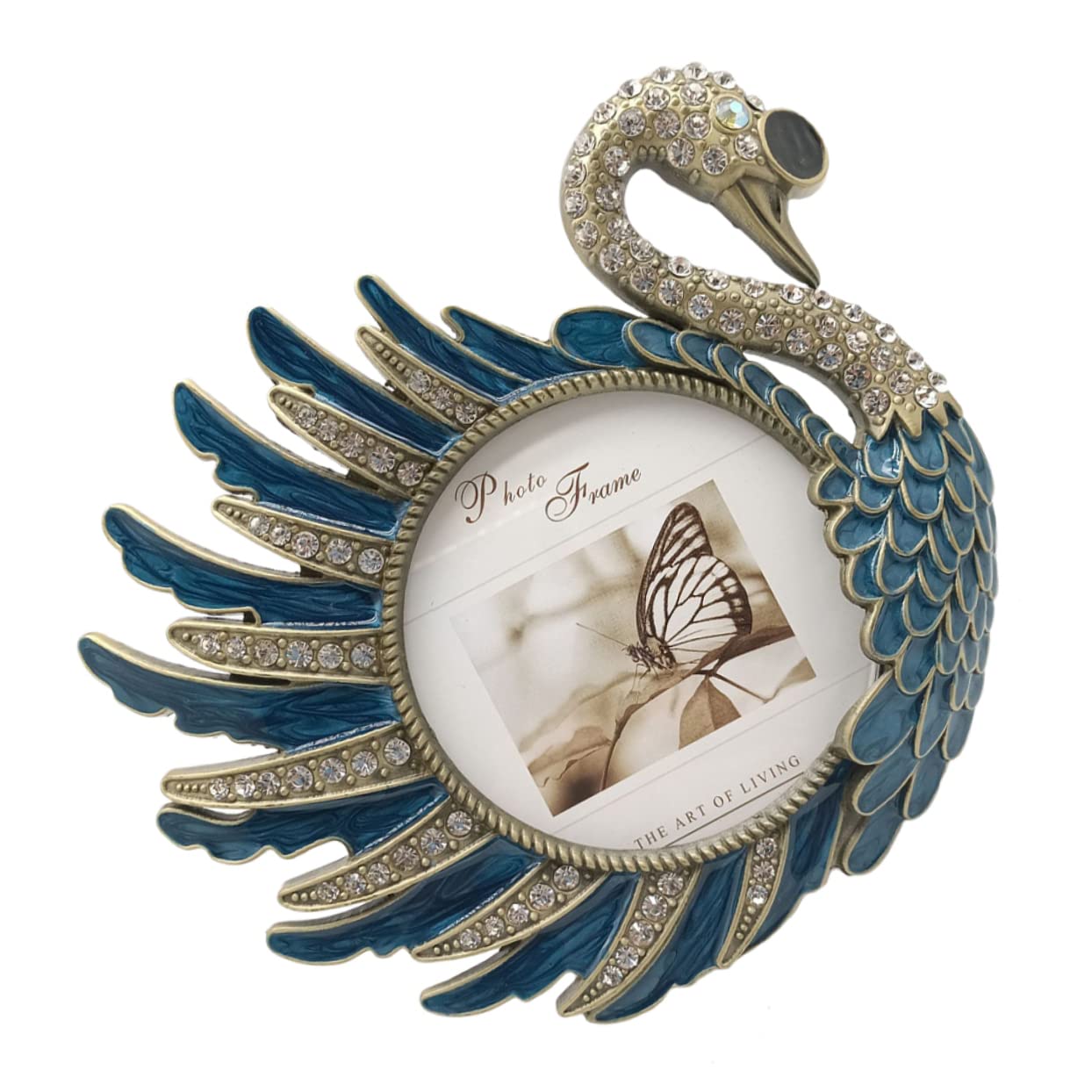 GARVALON Schwanen Fotorahmen Glatte Oberfläche Vintage aus Metall Tischdeko für Eingang und Schlafzimmer Geschenk für Hochzeiten und Kinderfotos