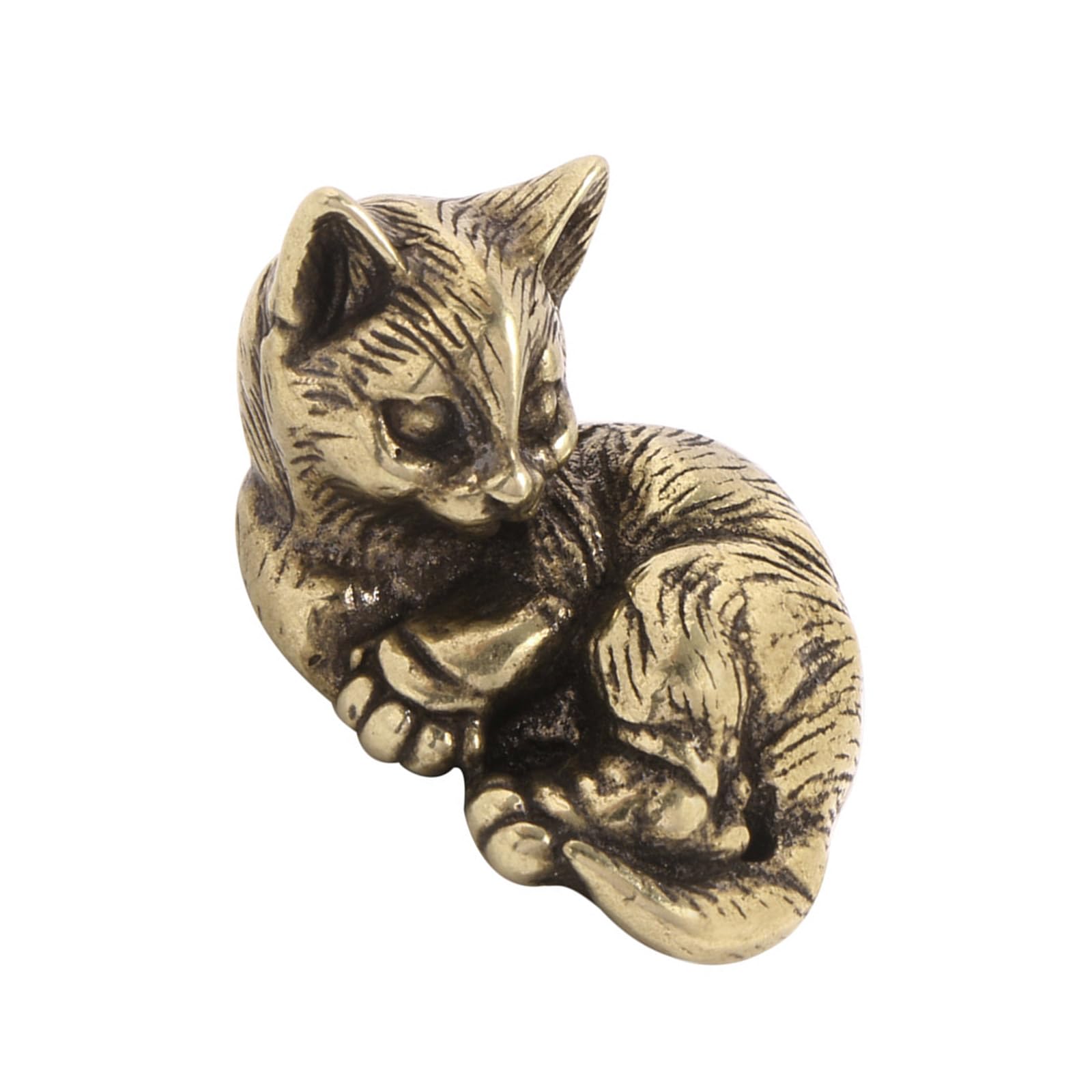 Xinsheinelry Miniature Animal Figurine Teas Pet Desktop Ornament Coppers Realistic Cats Statue Home Decoration Decorative Coppers Cats Ornament