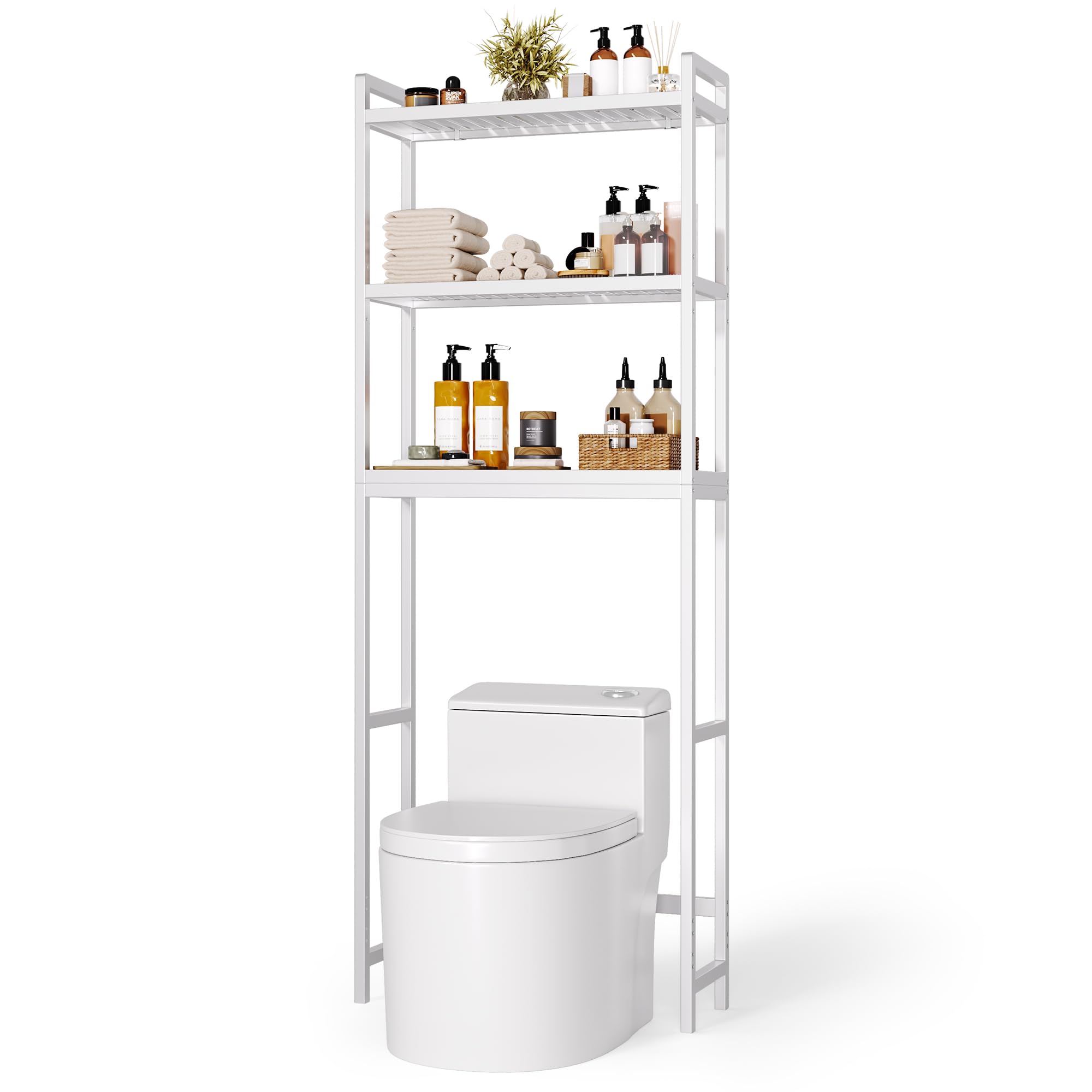 Badezimmer-Regal, Waschmaschinenregal, dreistufiges, verstellbares Multifunktions-Badezimmerregal, freistehend, 170x63x26cm