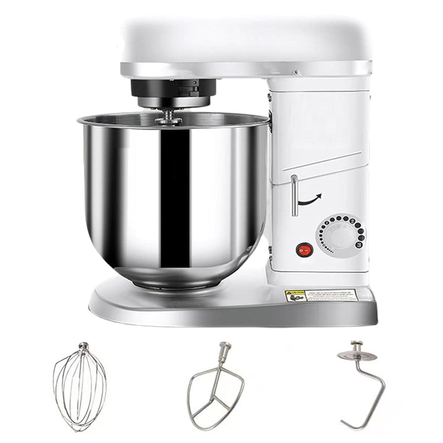 impastatrice planetaria,Macchina Pasta elettrica,7L capacità,0-302Rpm,500W,Accessori Completi,per Pizzeria boulangerie Gastronomia White-7L