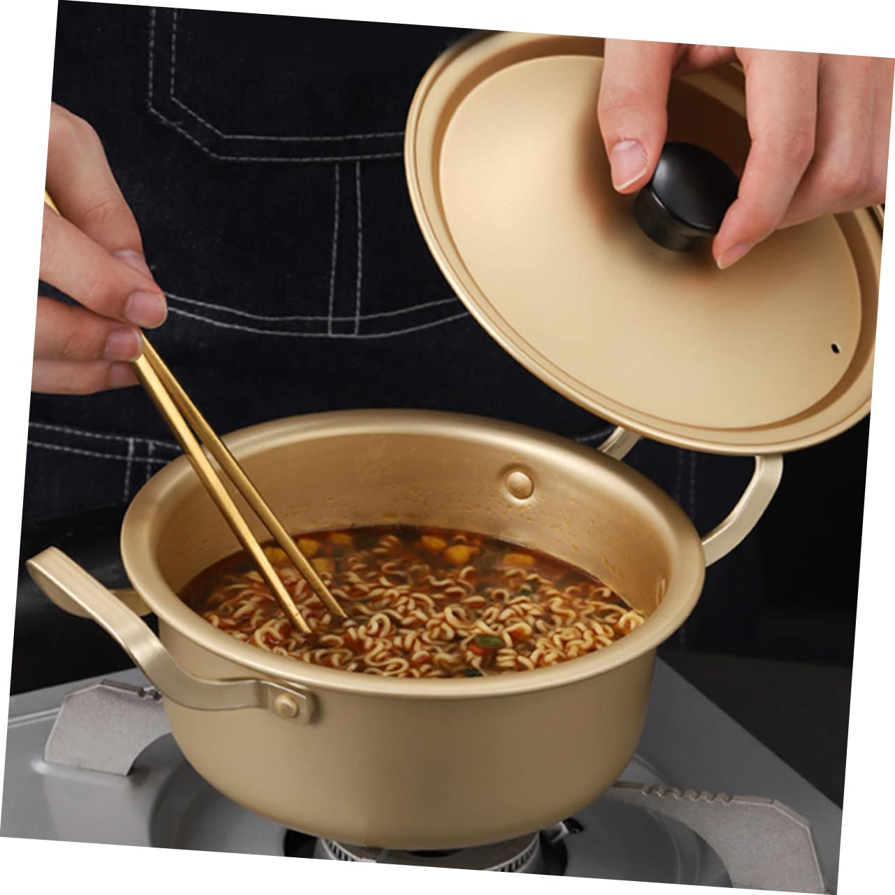 ラーメンポット ファスト韓国麺調理器 スープパスタ卵用3分ボイラー 蓋付