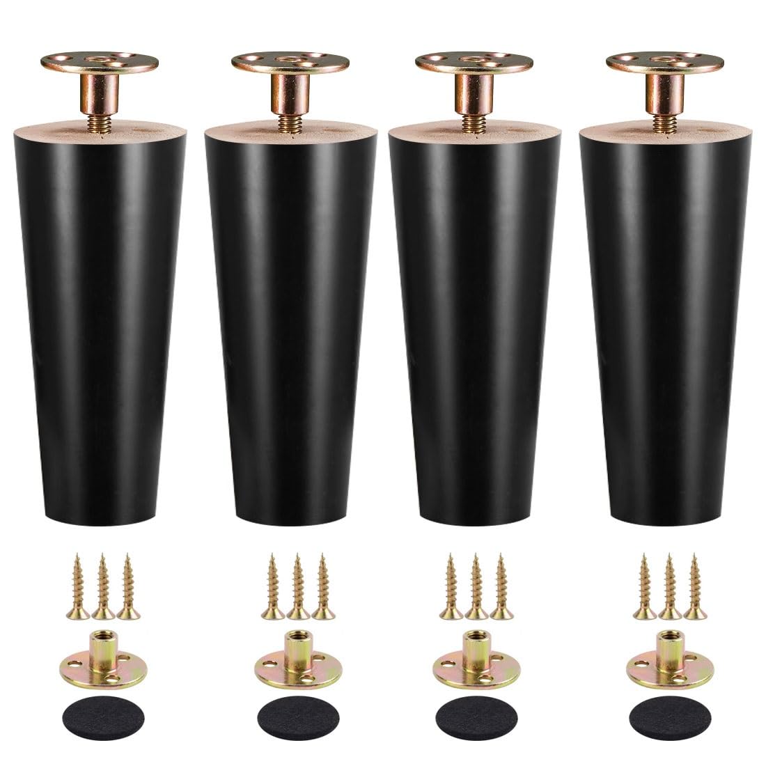 FCXURKOD Replacement Wooden Legs for Furniture - Set of 4 Natural 5.9" Coffee Table Dresser Sofa Feet Chair Cabinet Legs -& Stylish Wood Furniture Legs