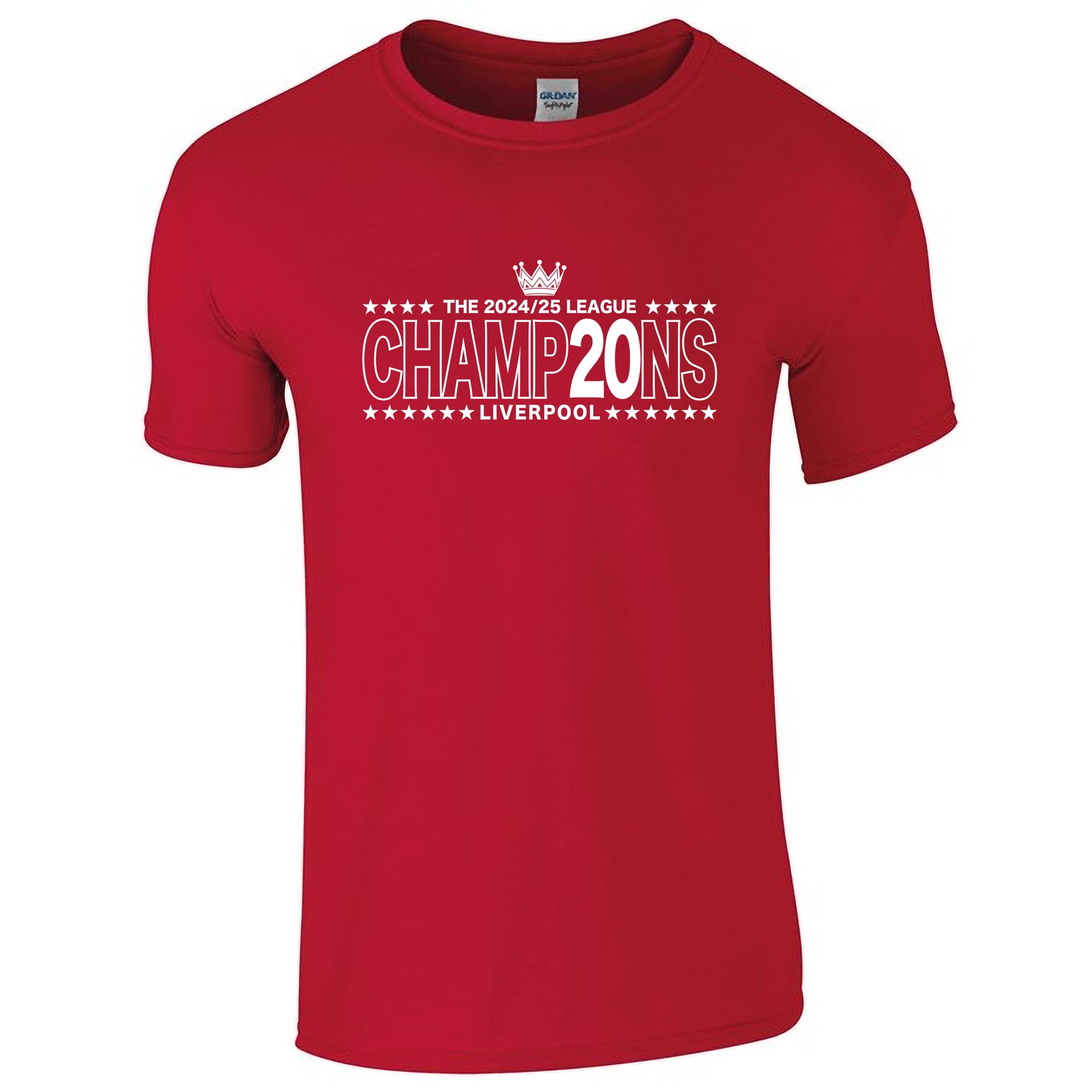 Partisan Unisex Red Liverpool Champions T-Shirt - Adult 20 Times 2024-2025 - Champ20ns (Uk, Alpha, Xxl, Regular, Regular, )
