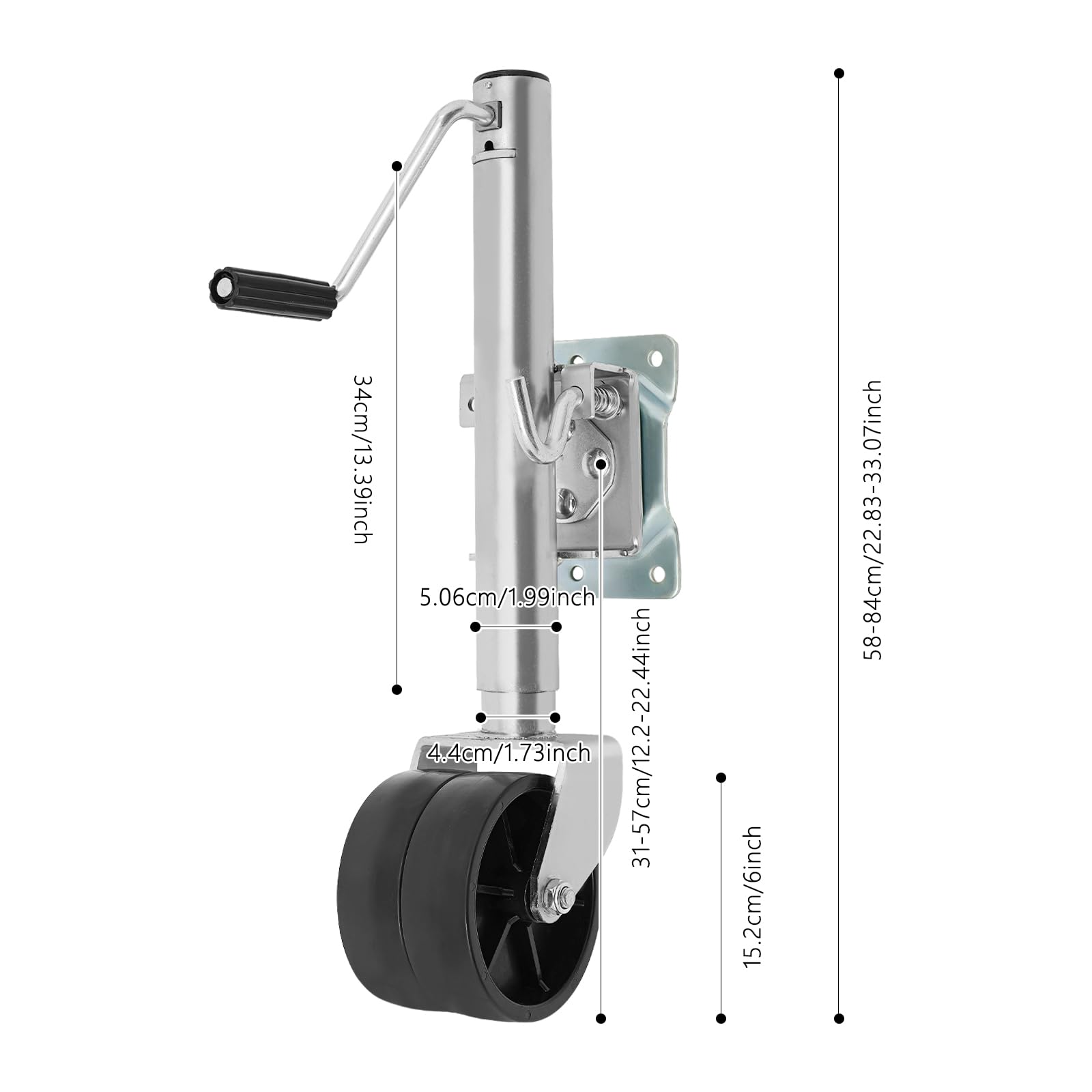 Stützrad Anhänger 680KG, 6 Zoll Doppelrad-Anhängerheber, Ø 57mm Stützrad für Anhänger, Stützrads Halterung mit Räder, Stützräder für Hänger, Wohnwagen & Pferdeanhänger