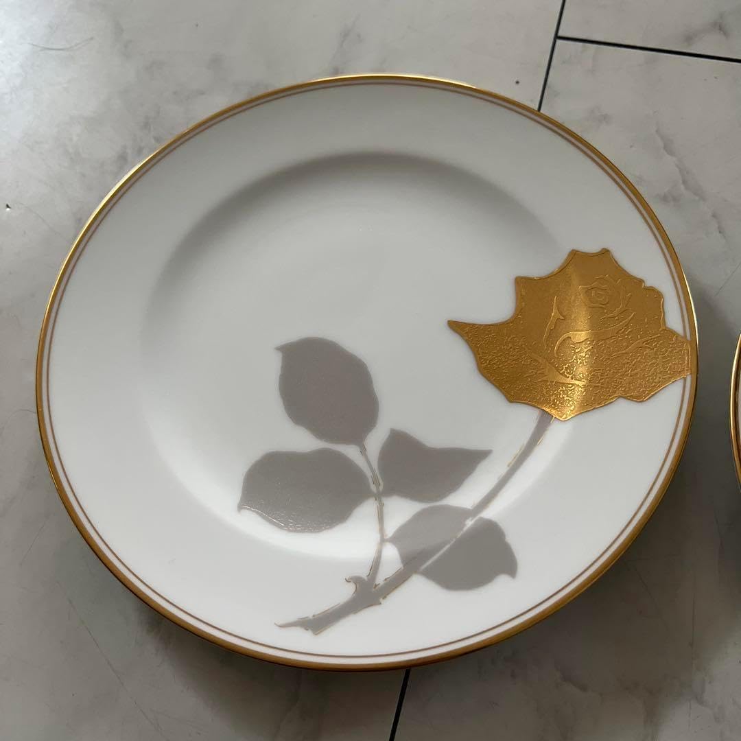 大倉陶園　ケーキ皿　シンプル　リボン　ブルー　フラワーブーケ　6枚セット 大倉陶園 ケーキ皿 シンプル リボン ブルー フラワーブーケ 6枚セット