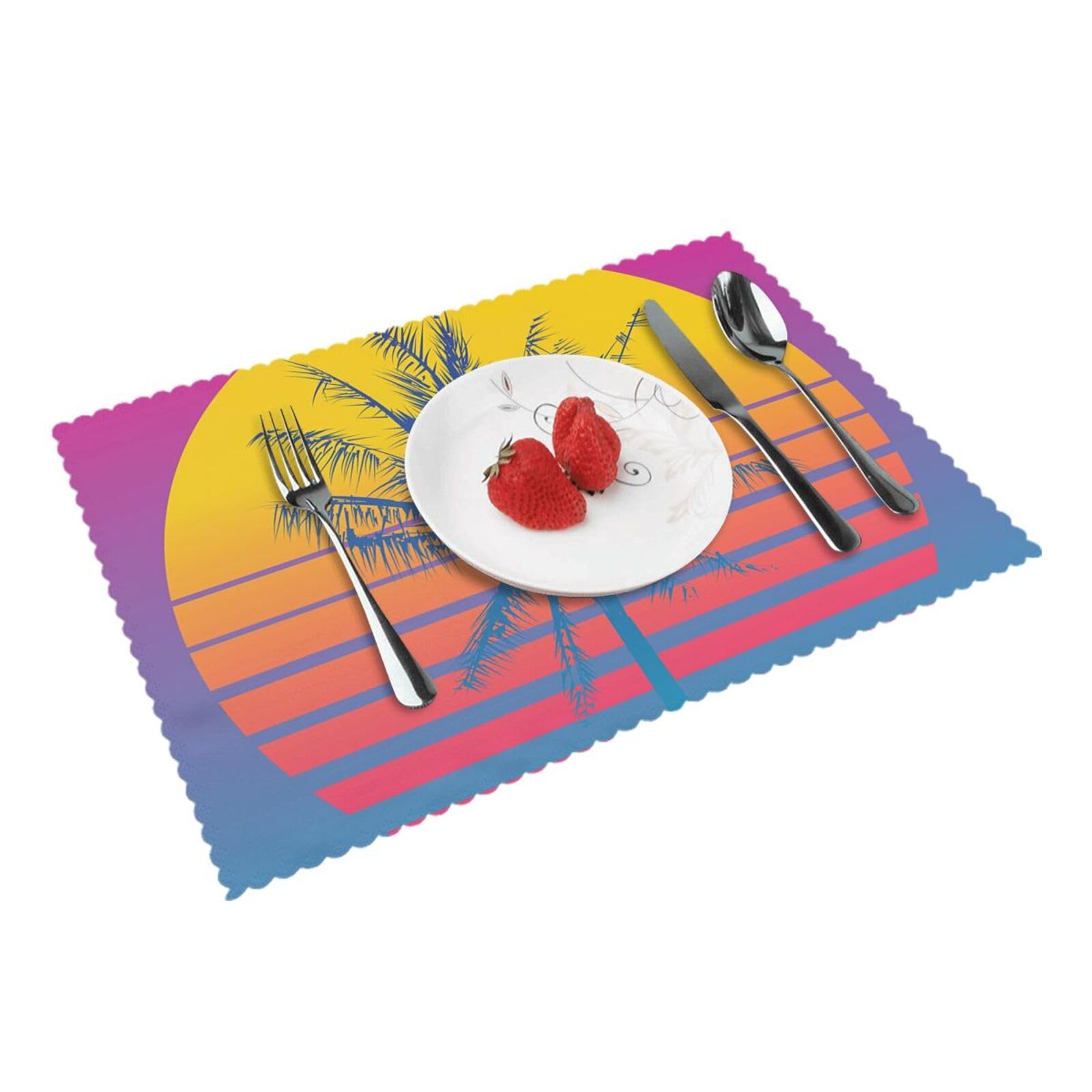Palm Tree Silhouettes Printed Placemats Set of 4 PCS Washable Placemat for Kitchen Table Heat-resistant Table Mats 45x30 CM