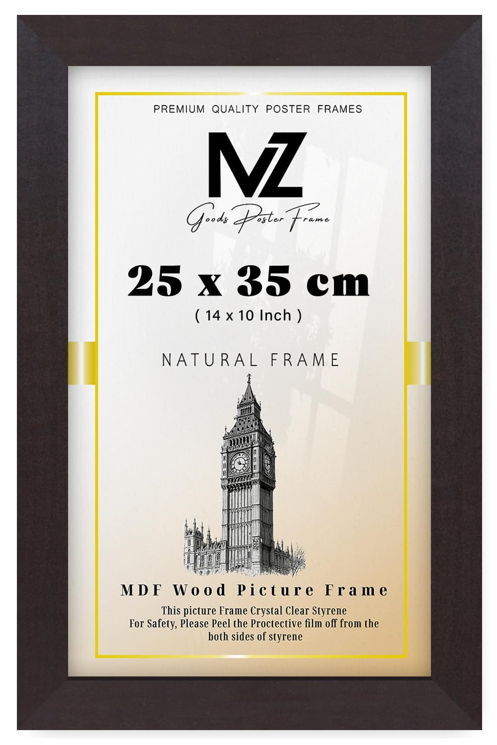 Mz Goods Mahogany | Mdf Picture Frame (25 X 35 Cm) 35 For Calligraphy Art, Diplomas & Portraits, Elegant Mdf Build, Secure Hanging Hooks For Display [ ]