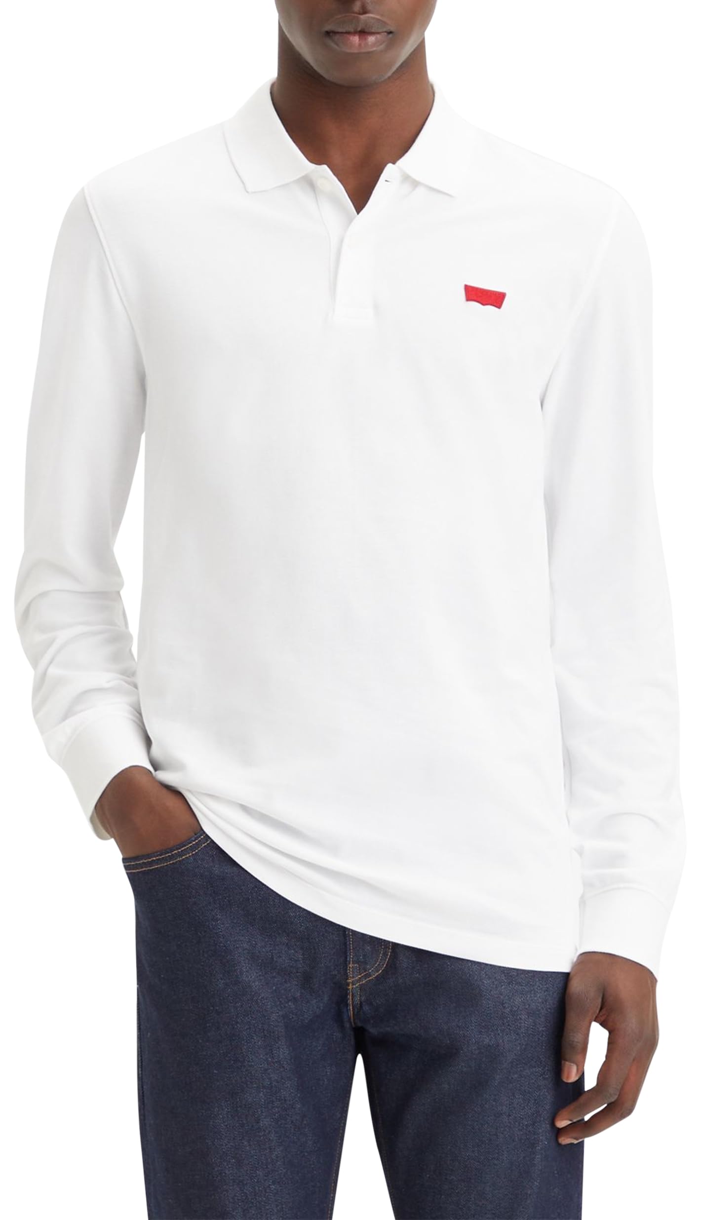 Levi's Long-​Sleeve Slim Housemark Polo Chemise Homme Bright White S