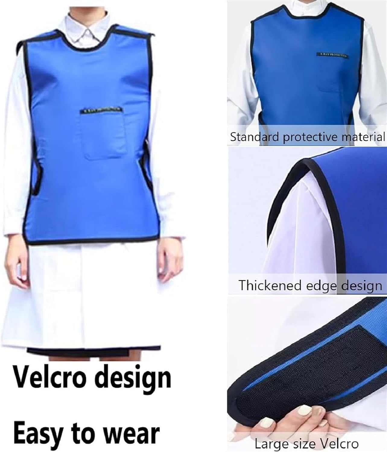 Delantal de radiación, Chaleco de Rayos X de Plomo sin Mangas, Delantal de Plomo de 0,35/0,5 mmpb, Escudo de Rayos X Ajustable, Traje de protección contra la radiación Unisex