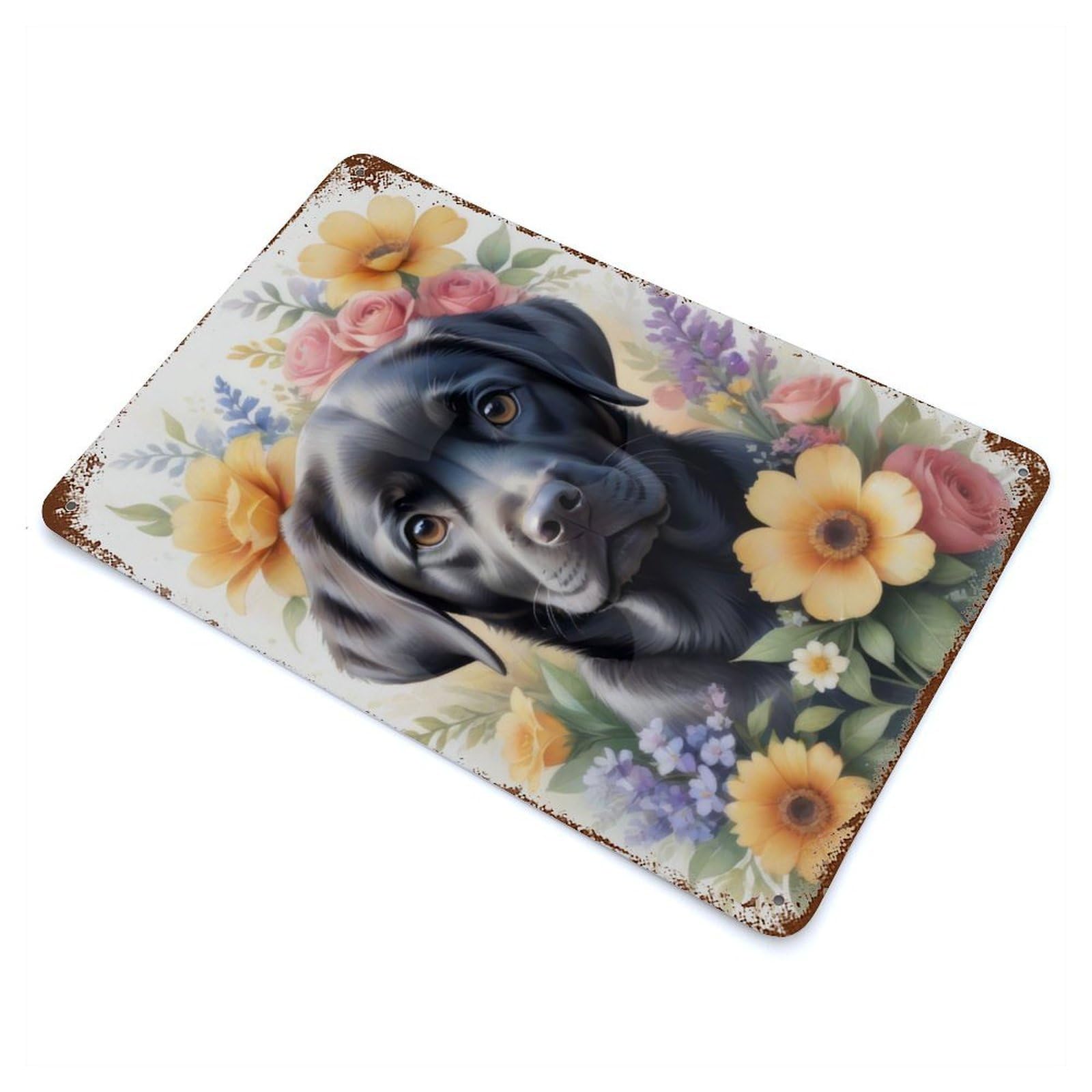 Watercolor Labrador Weathered Tin Sign 11.8"x7.9", for Garage, Bar And Workshop Decor, Vintage Wall Decor