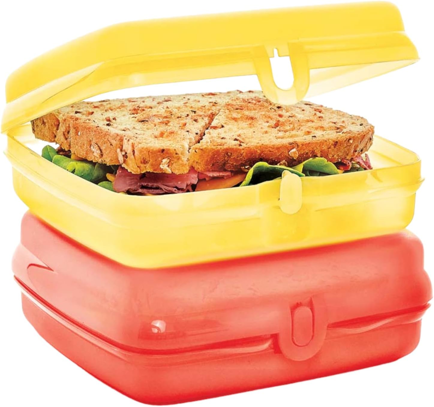 Sandwich Keeper Set of 2 Green and Blue Modern Rectangular Flip Top Lidded Box 4" L x 5" W