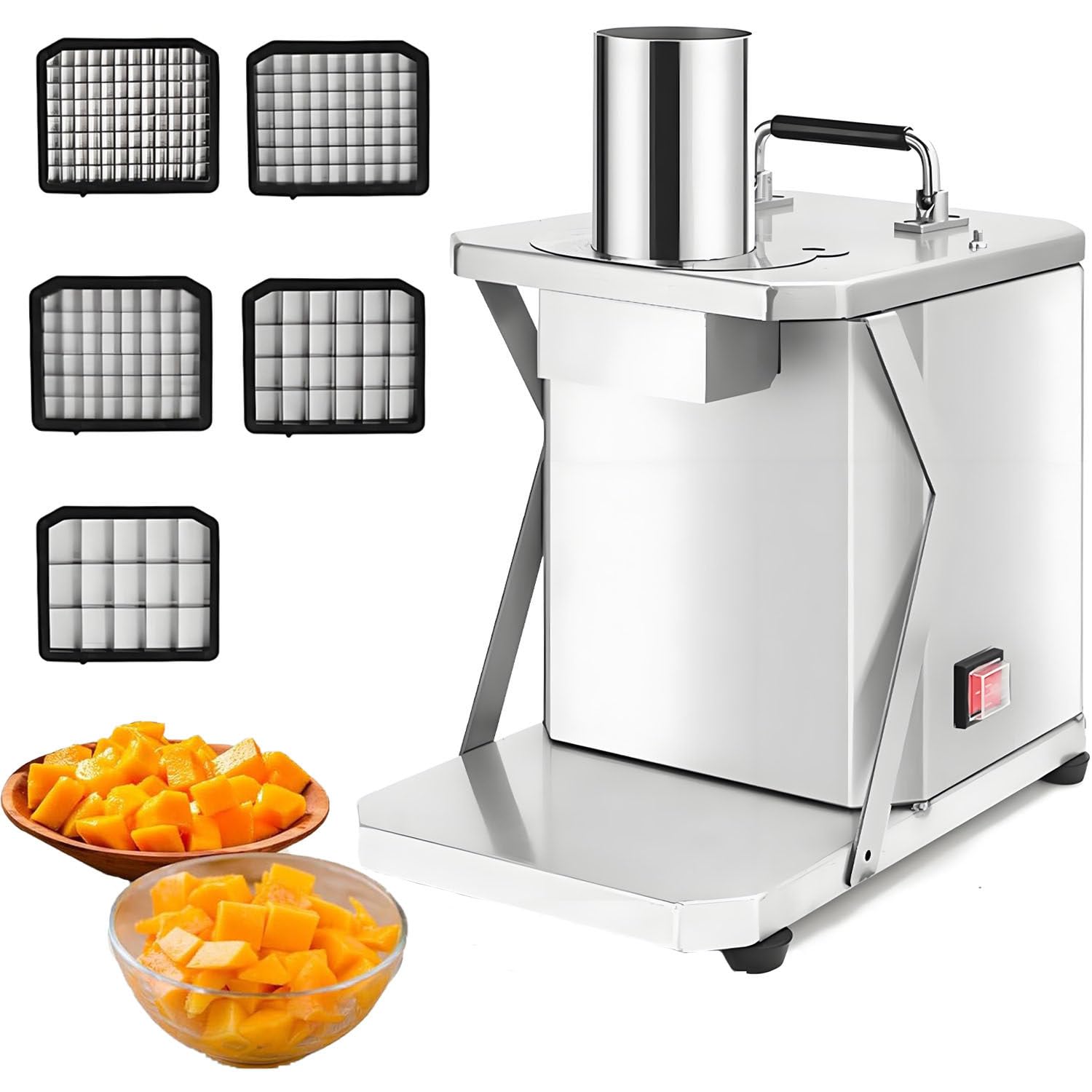 Dicer électrique pour légumes et fruits, 200 W, robot de cuisine professionnel avec plusieurs tailles de dés, pour usage commercial et domestique