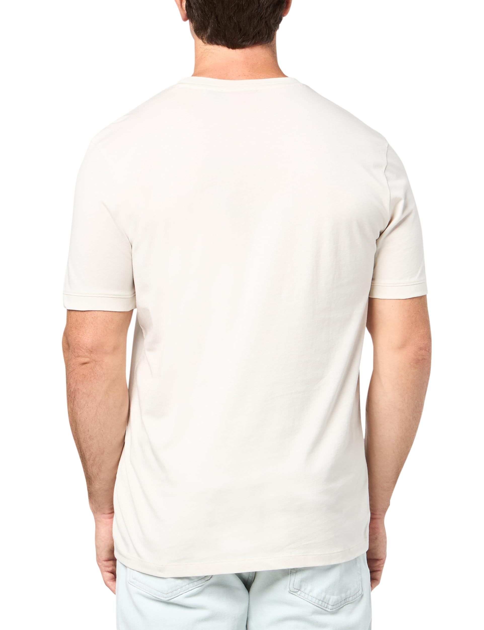 HUGO Ribbed Crew Neck Regular Fit Center Logo T-Shirt Camiseta, Crema Whisper, XXL para Hombre
