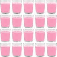 Vista 12 de Juego de 20 velas votivas azul bebé de vidrio transparente rellenas de cera de soja sin aroma para el hogar, spa, bodas, vacaciones, baby shower