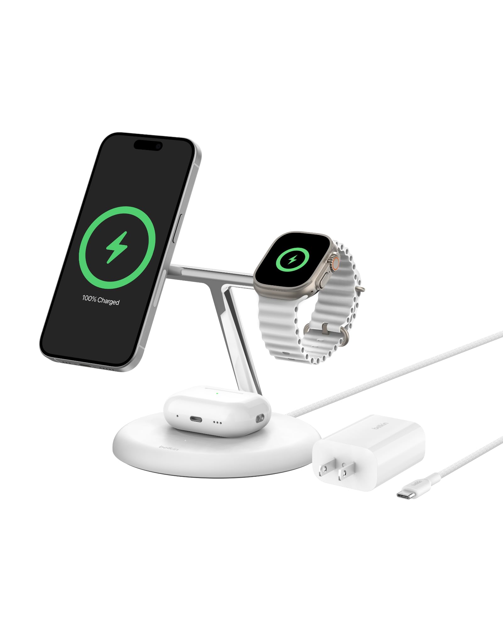 iPhone Apple Belkin 3 in 1 MagSafeスマホ充電器 Amazon.com: Belkin BoostCharge PRO 3-in-1 Wireless Charger with