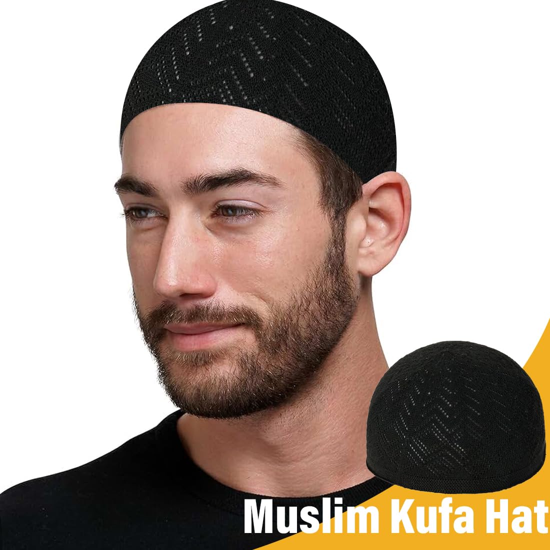 Cappelli da uomo, cappello musulmano turco, cappello musulmano musulmano, cappello nero musulmano, regali islamici Ramadan Eid