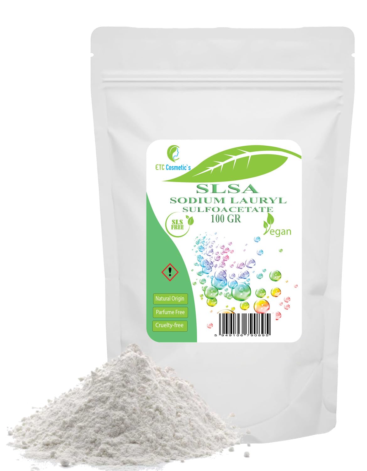 Surfactante SLSA, 100gr | Lauril sulfoacetato de sodio | Jabón espumoso Bombas de baño Barras de burbujas | Surfactante de origen natural y sin perfume