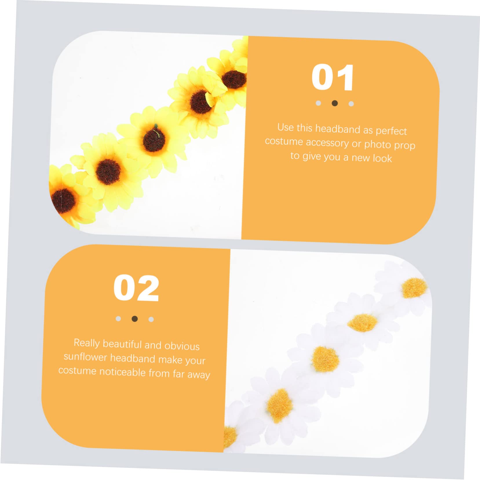 Healeved 8piezas Diadema De Girasol Artificial Accesorio Floral Para Bodas y Fiestas Cabeza Decorativa Para Mujeres y Niñas