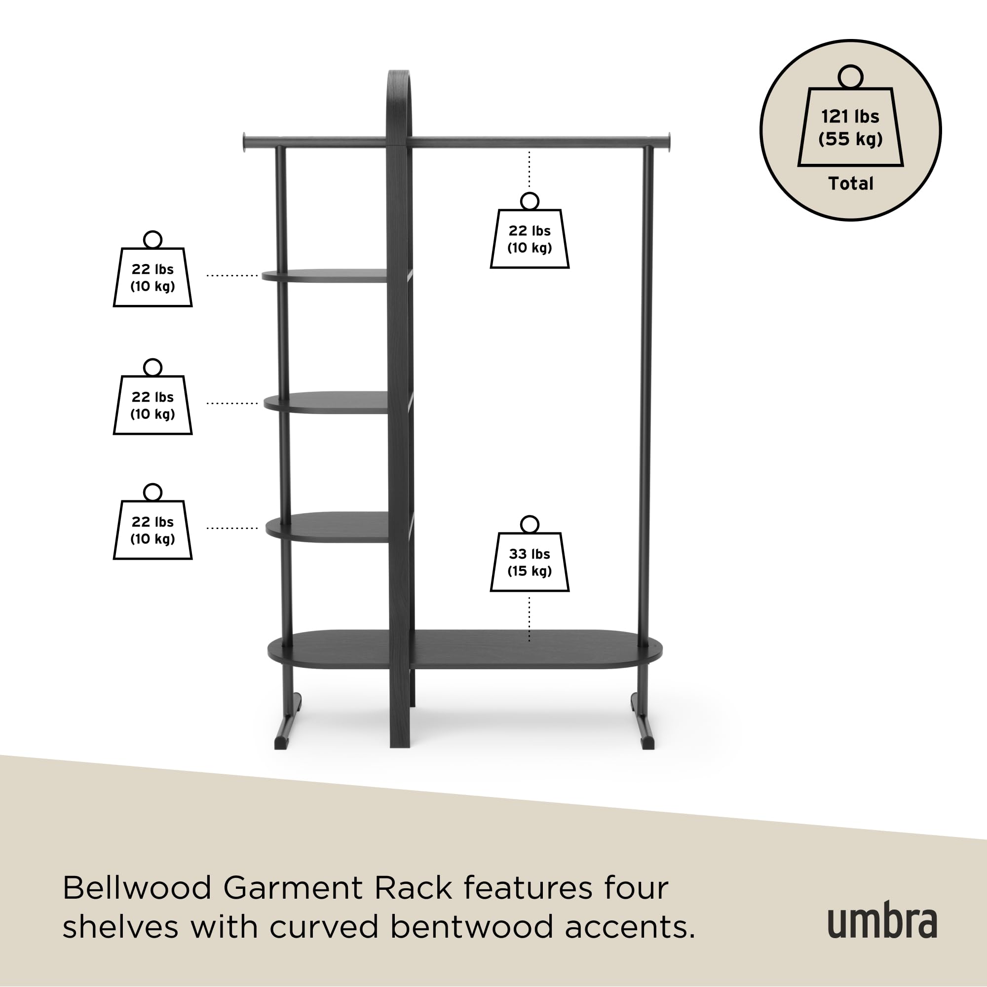 Amazon.com: Umbra Bellwood Garment Rack Clothes Stand for Clothing 