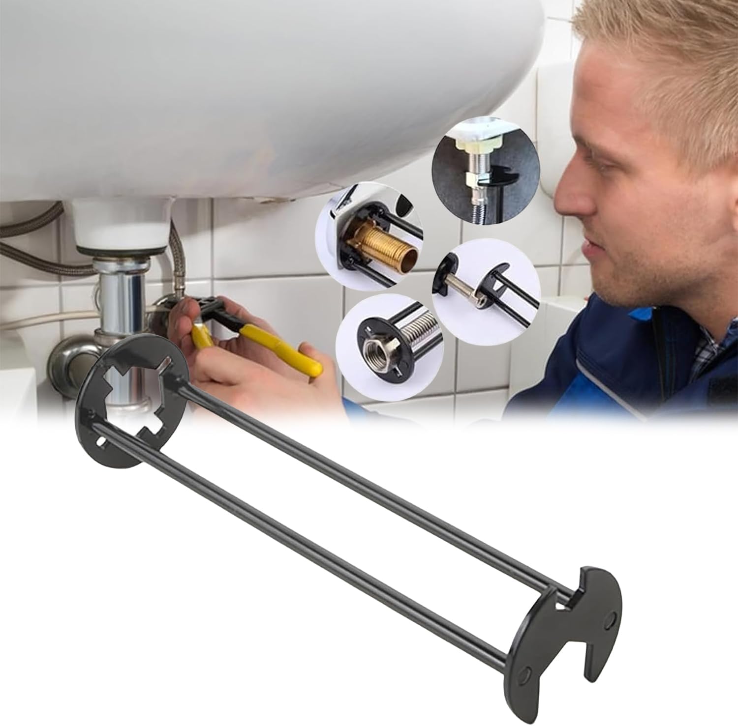 Basin Wrench, Four Jaw Hex Wrench, Basin Wrench Sink Faucet Wrench