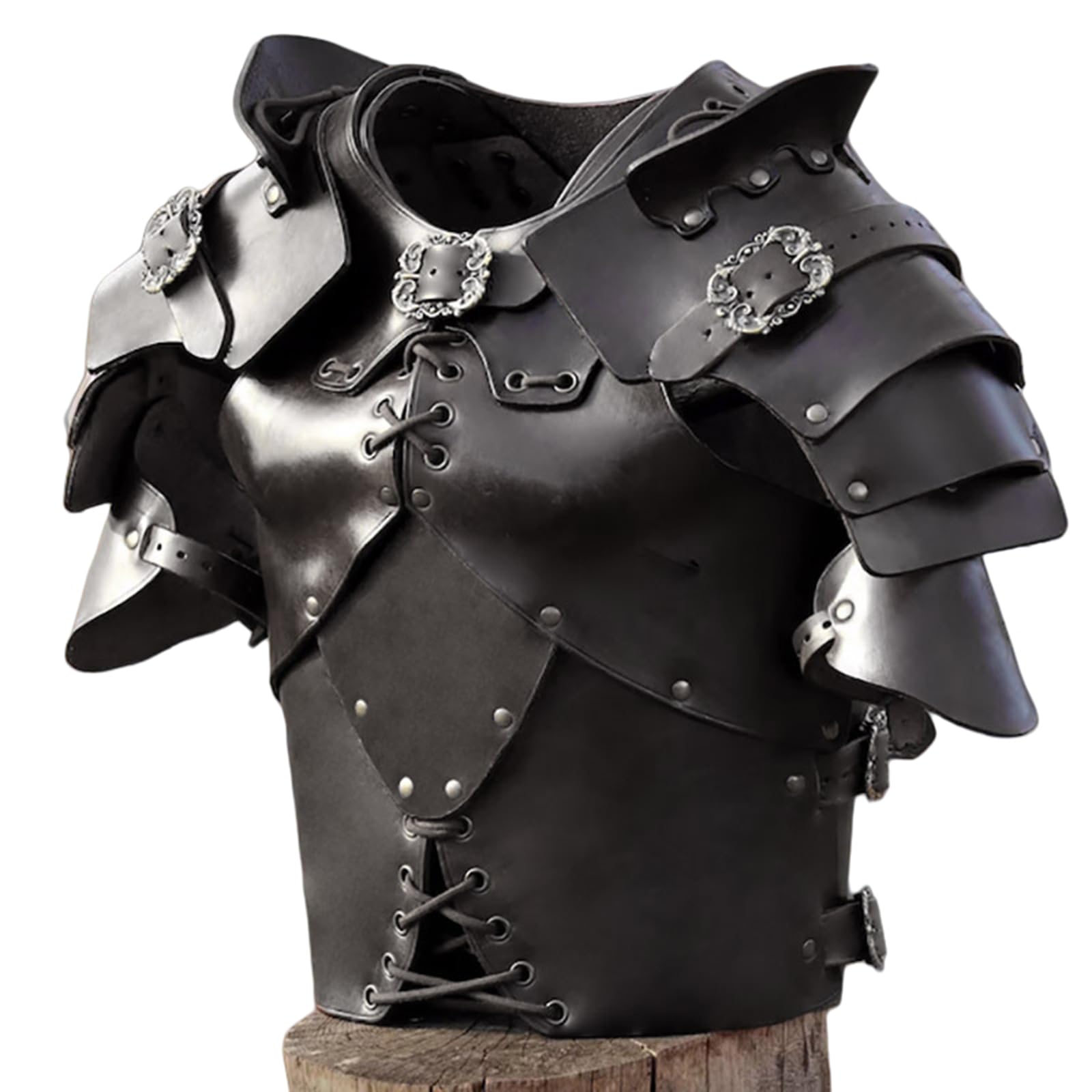 Medieval Samurai Armor, Chest Plate Armor Adjustable Size, Viking Cosplay Renaissance LARP Armor, Roman Soldier Costume Adult Black