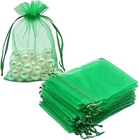 Vista 13 de HRX Package 100 bolsas de organza con cordón verde oliva, 4 x 6 pulgadas, bolsas de regalo de malla de caramelo, bolsas de joyería, bolsitas