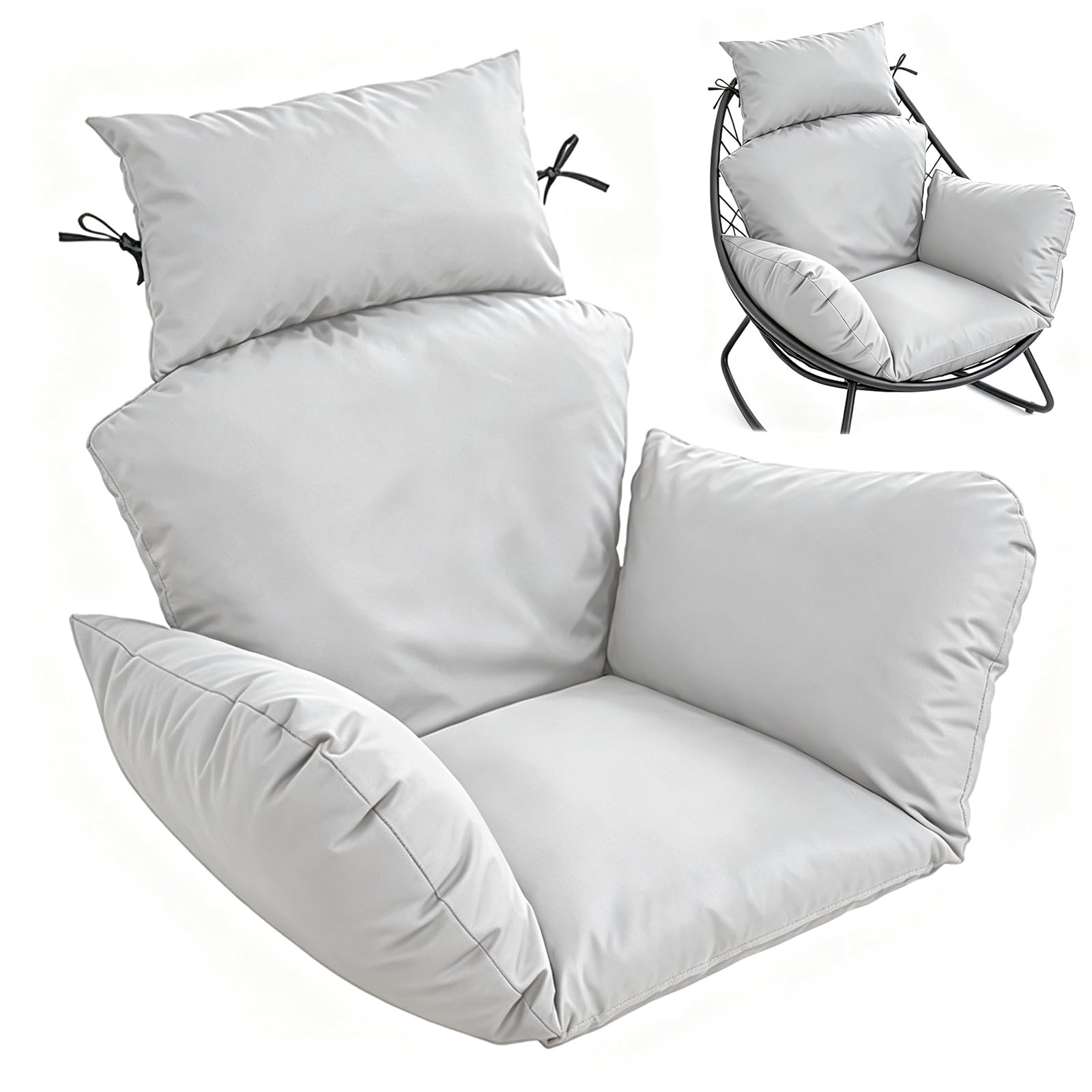 Cuscino per poltrona sospesa per esterni, impermeabile, per giardino, terrazza, grigio chiaro